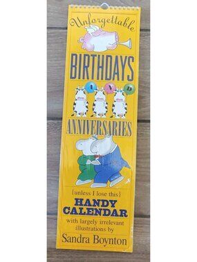 Vintage NOS Sandra Boynton Unforgettable Birthday Calendar Anniversaries New